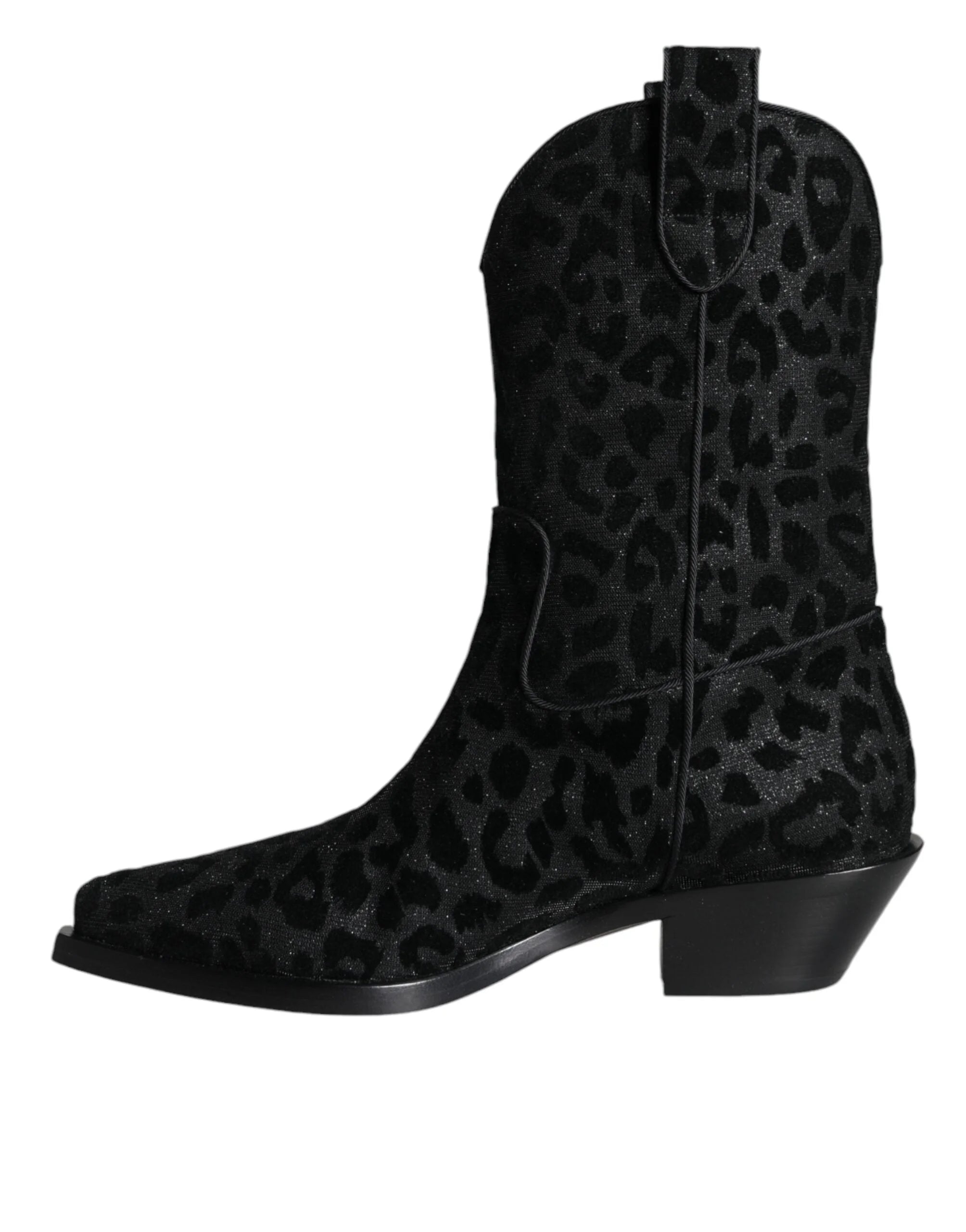 Dolce & Gabbana svarte grå leopard cowboystøvler