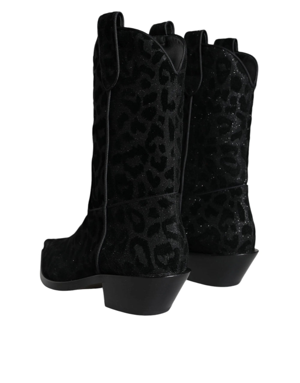 Dolce & Gabbana Black Gray Leopard Cowboy Boots Shoes - Boots