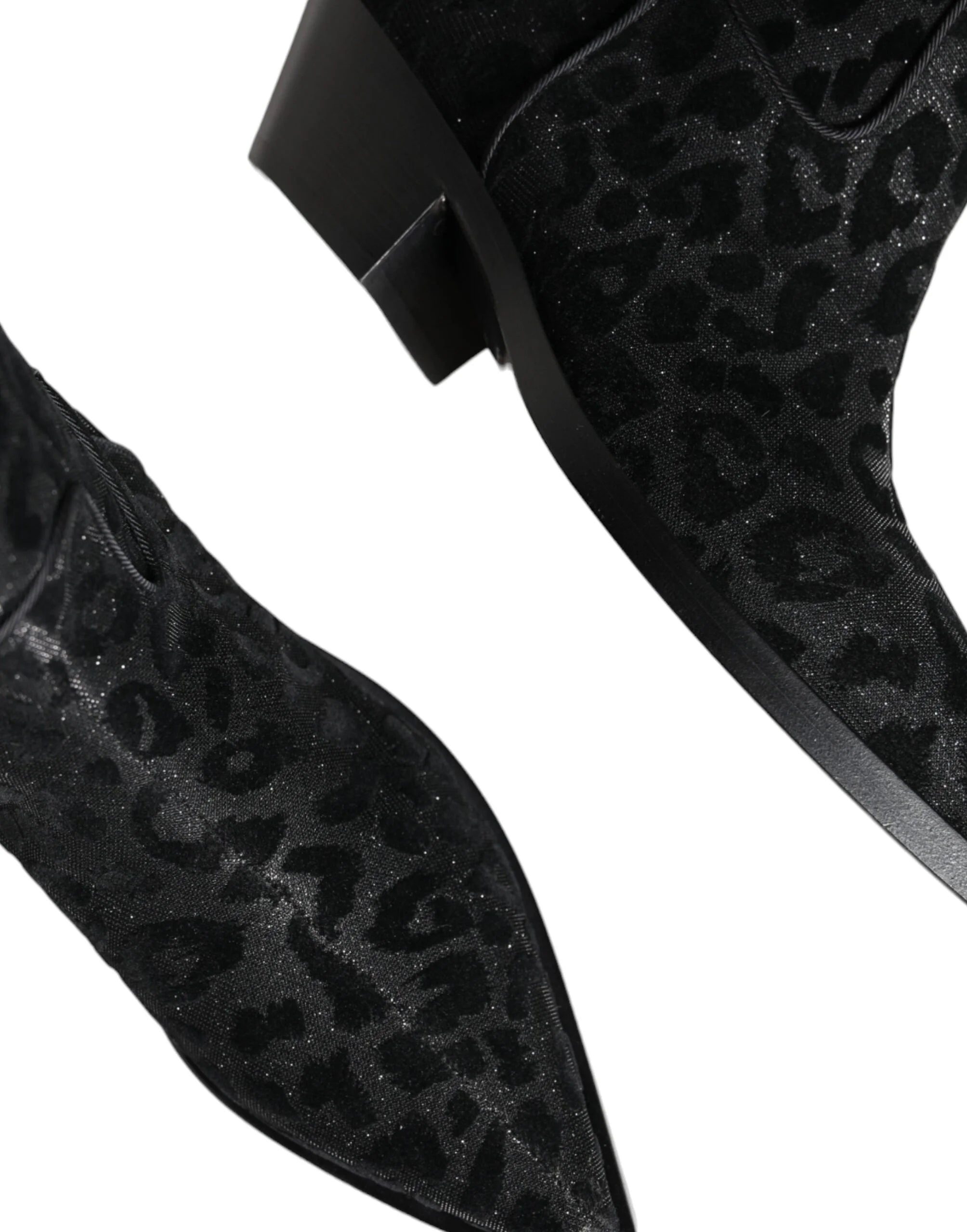 Dolce & Gabbana svarte grå leopard cowboystøvler