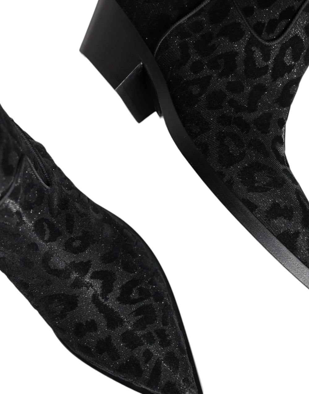 Dolce & Gabbana svarte grå leopard cowboystøvler