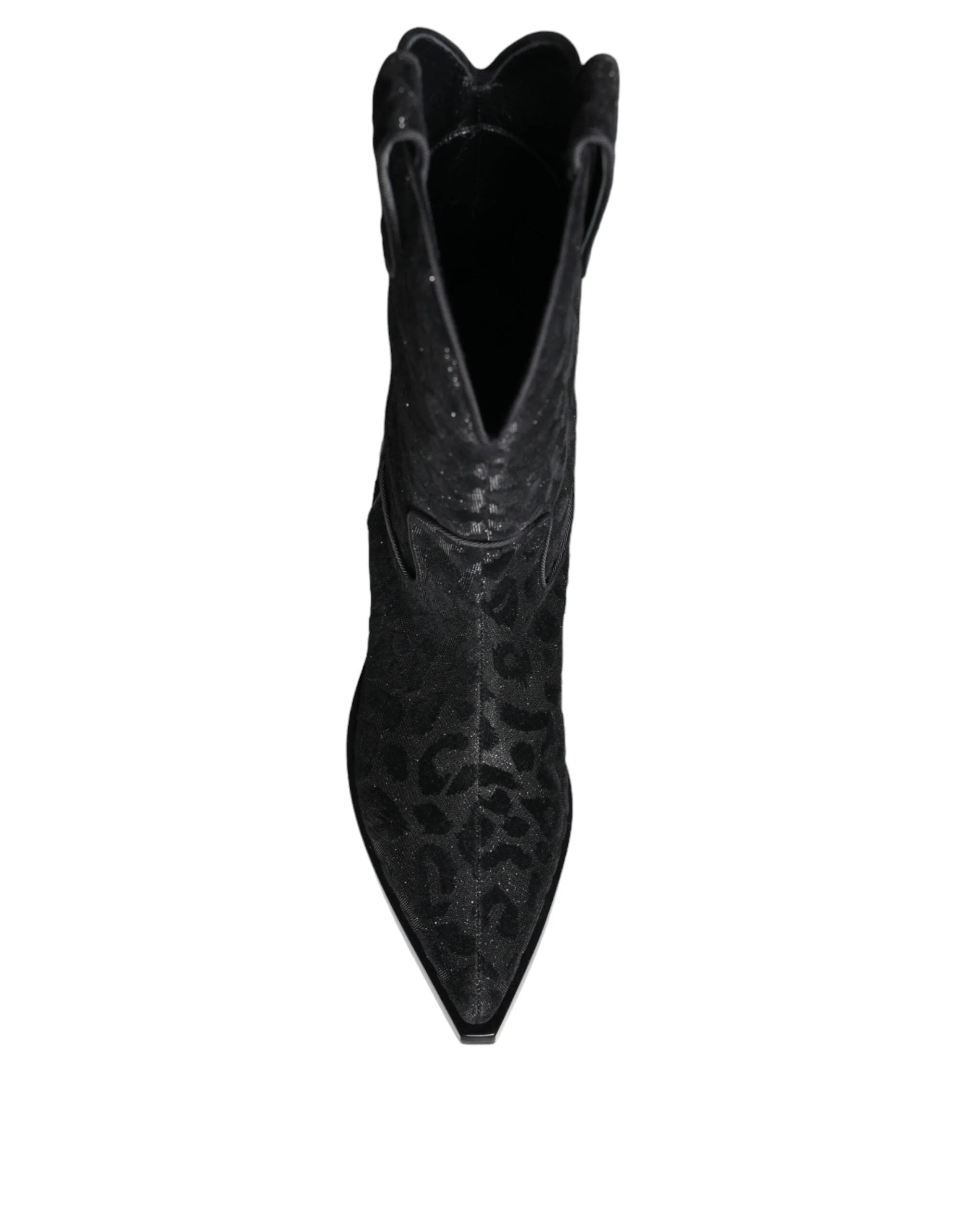 Dolce & Gabbana Black Gray Leopard Cowboy Boots Shoes - Boots