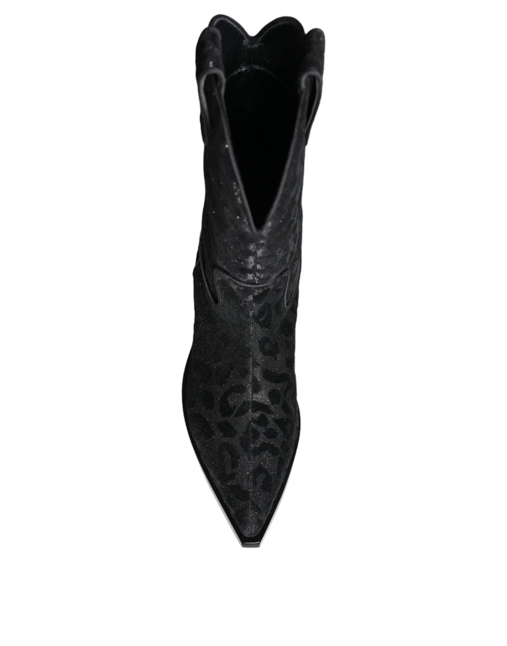 Dolce & Gabbana Black Gray Leopard Cowboy Boots Shoes - Boots