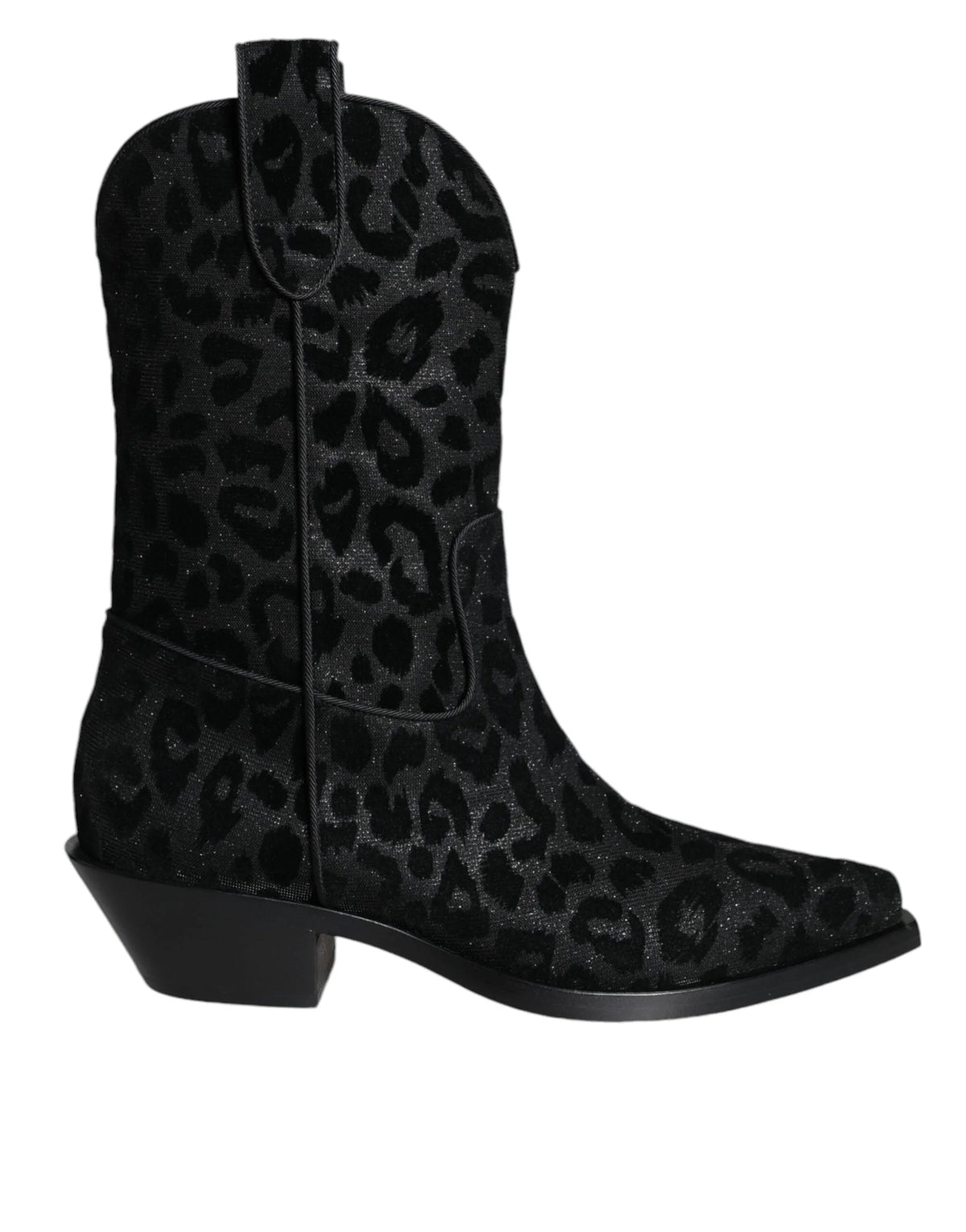 Dolce & Gabbana Black Gray Leopard Cowboy Boots Shoes - Boots
