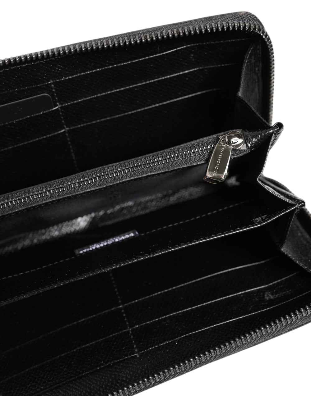 Dolce & Gabbana Black Gray Leopard Leather Zip Around Continental Wallet - Wallets