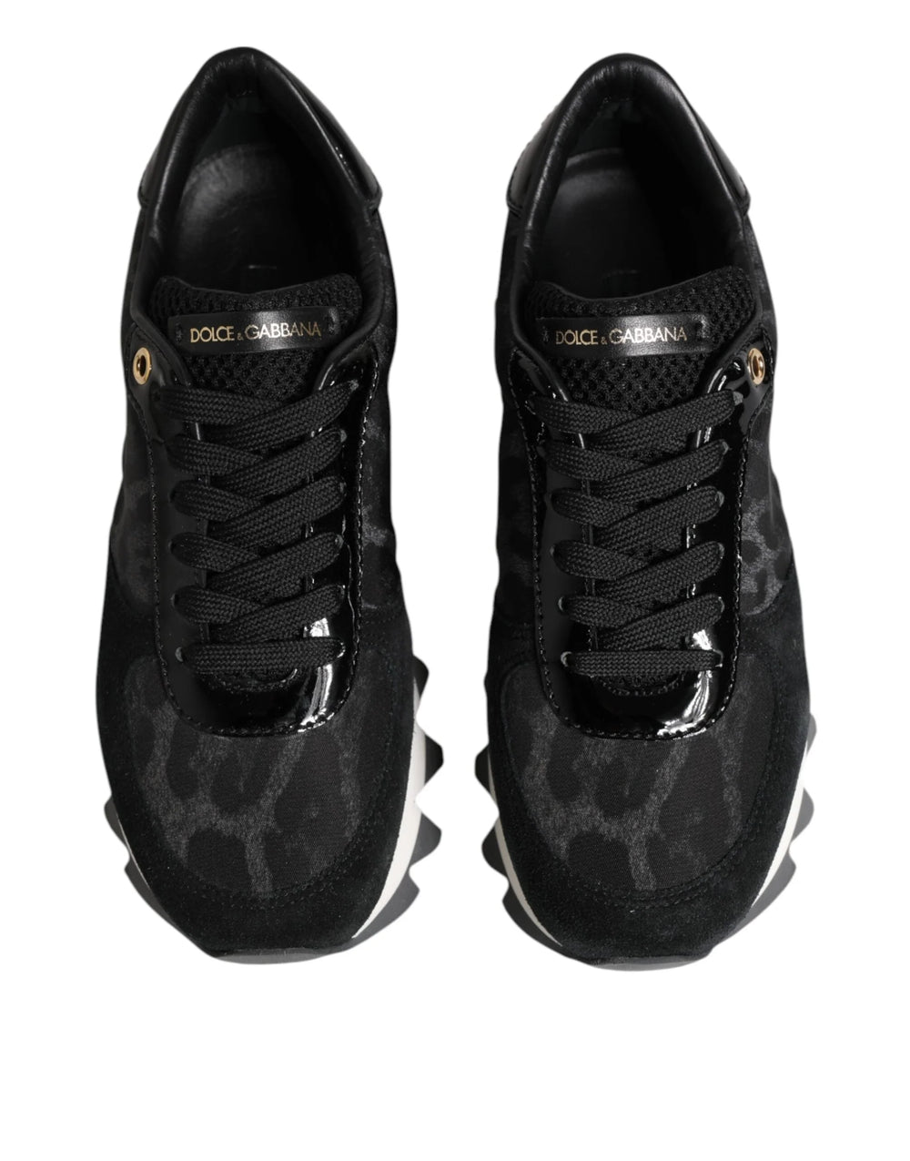 Dolce & Gabbana Black Gray Leopard Low Top Sneakers Shoes - EU36.5/US6