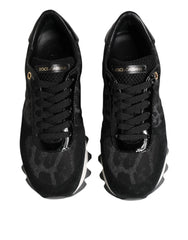 Dolce & Gabbana Black Gray Leopard Low Top Sneakers Shoes - EU36.5/US6