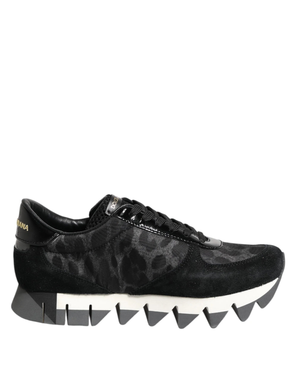Dolce & Gabbana Black Gray Leopard Low Top Sneakers Shoes - EU36.5/US6