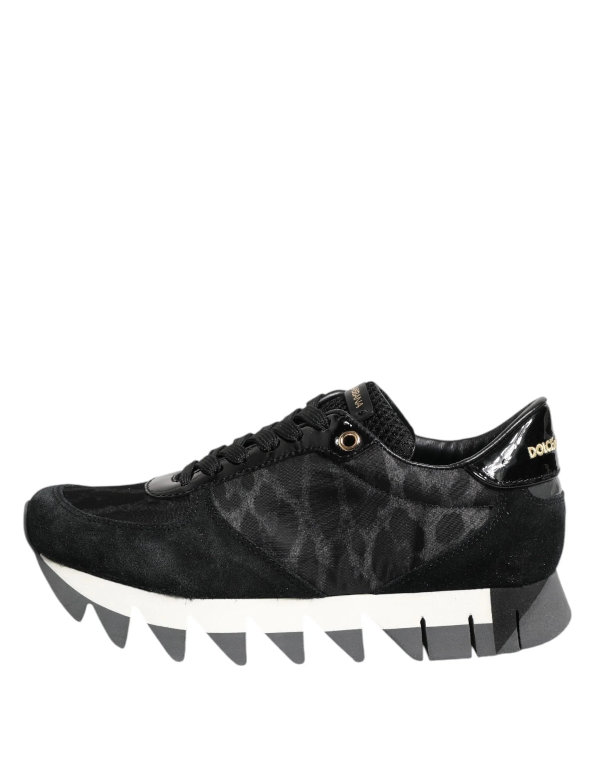 Dolce & Gabbana Black Gray Leopard Low Top Sneakers Shoes - EU36.5/US6