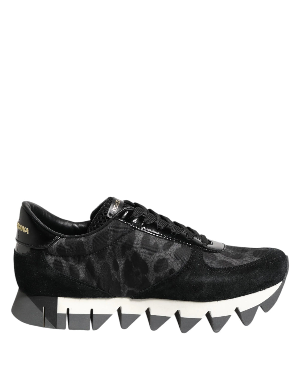 Dolce & Gabbana Black Gray Leopard Low Top Sneakers Shoes - EU36.5/US6