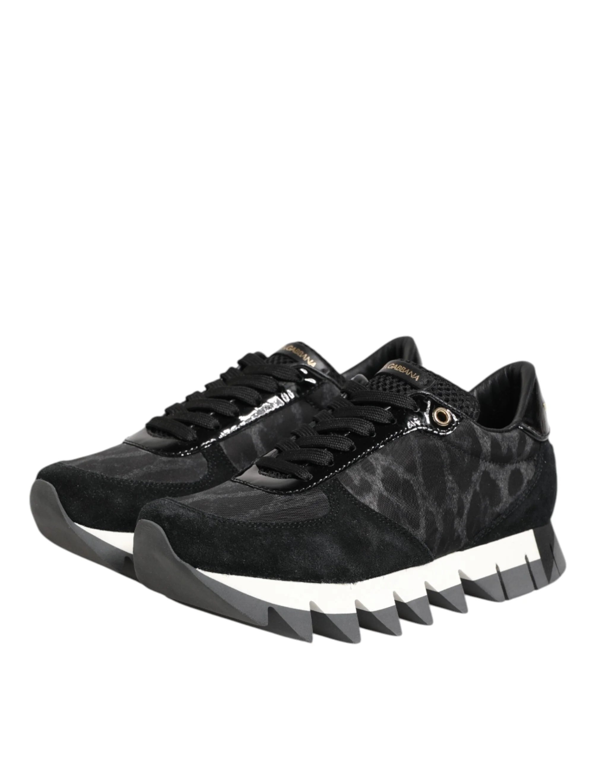 Dolce & Gabbana Black Gray Leopard Low Top Sneakers Shoes - EU36.5/US6
