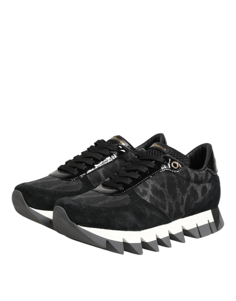Dolce & Gabbana Black Gray Leopard Low Top Sneakers Shoes - EU36.5/US6