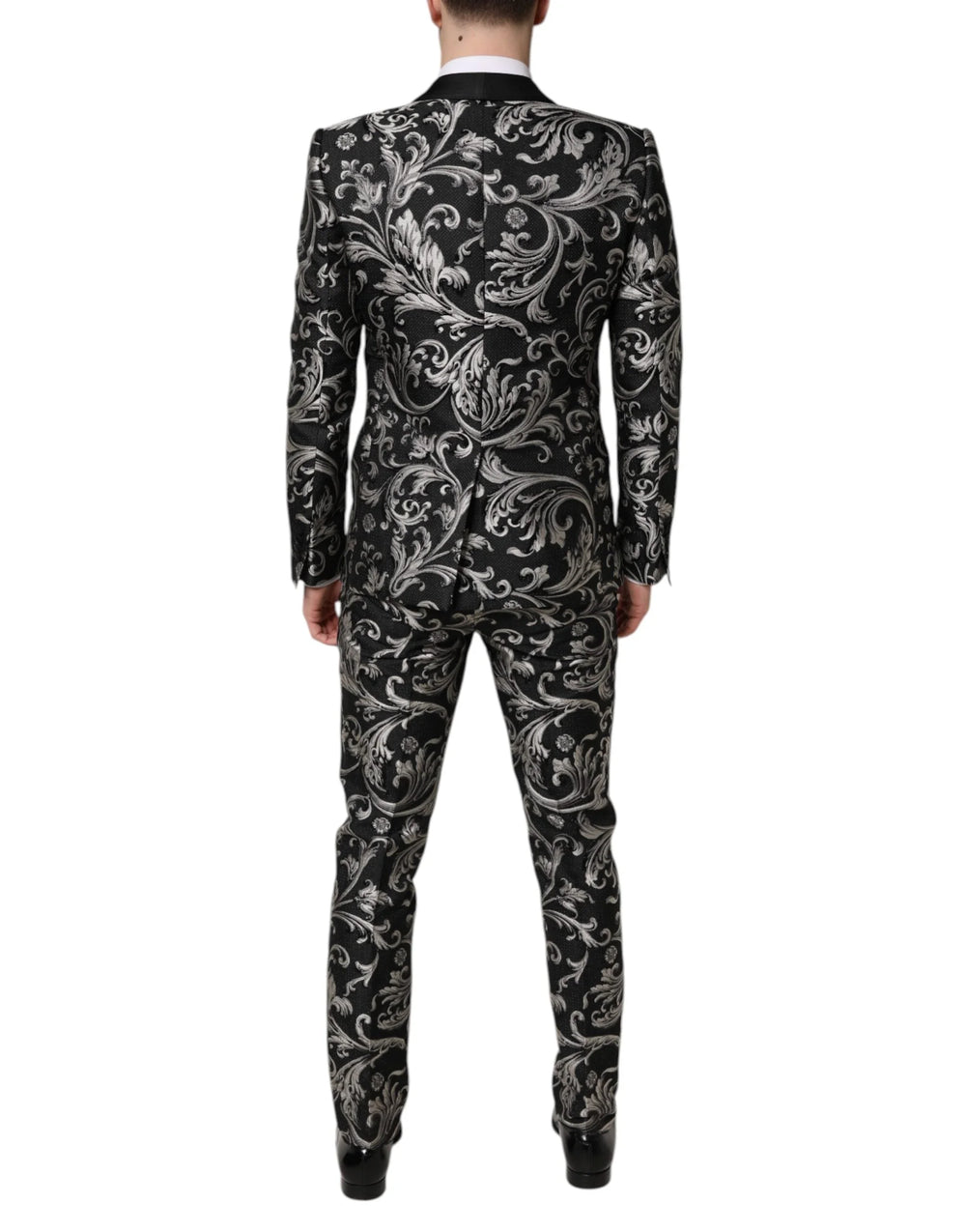 Dolce & Gabbana Black Gray MARTINI Jacquard Men 3 Piece Suit - IT48 | M - Tuxedos