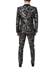 Dolce & Gabbana Black Gray MARTINI Jacquard Men 3 Piece Suit - IT48 | M - Tuxedos