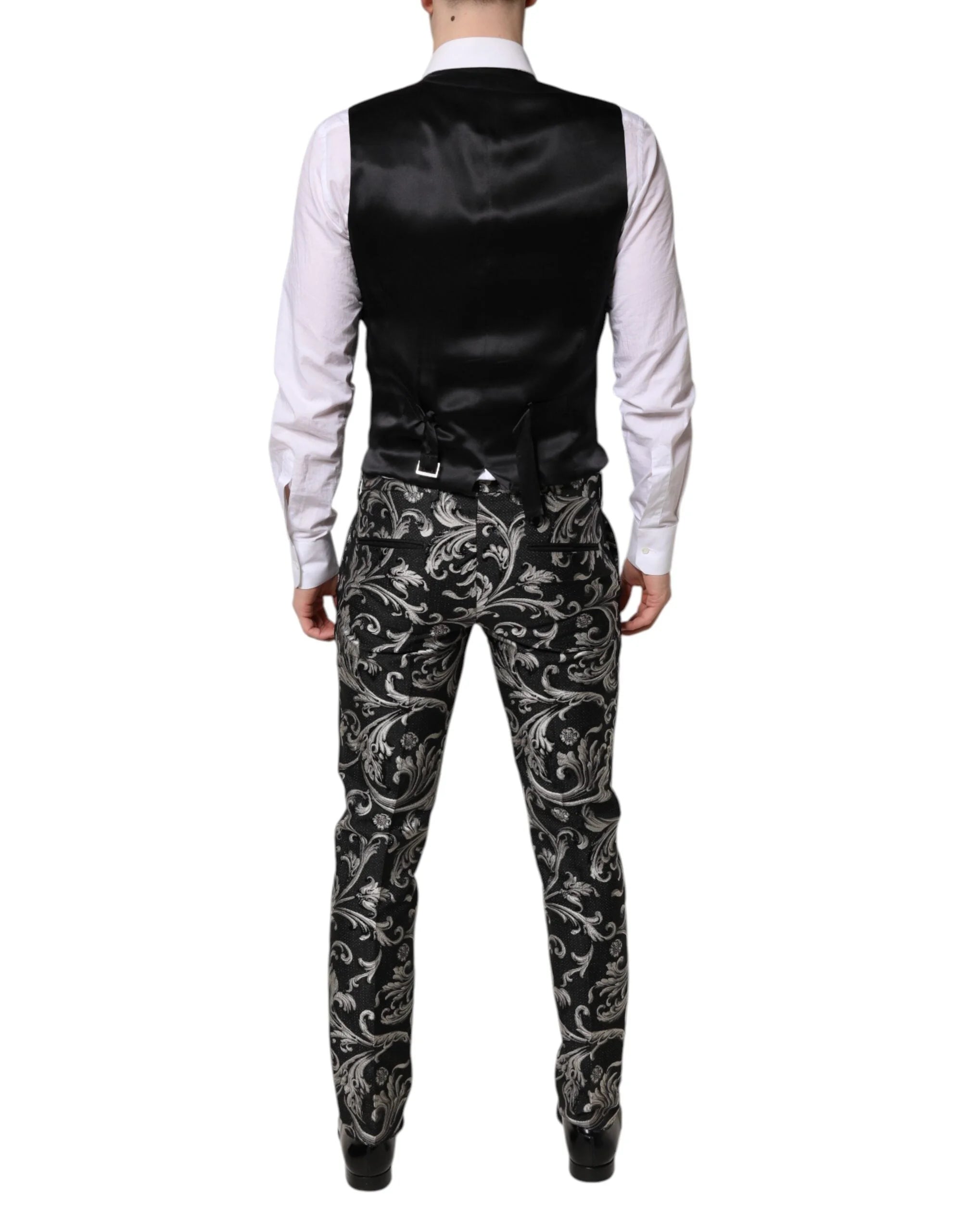 Dolce & Gabbana Black Gray MARTINI Jacquard Men 3 Piece Suit - IT48 | M - Tuxedos