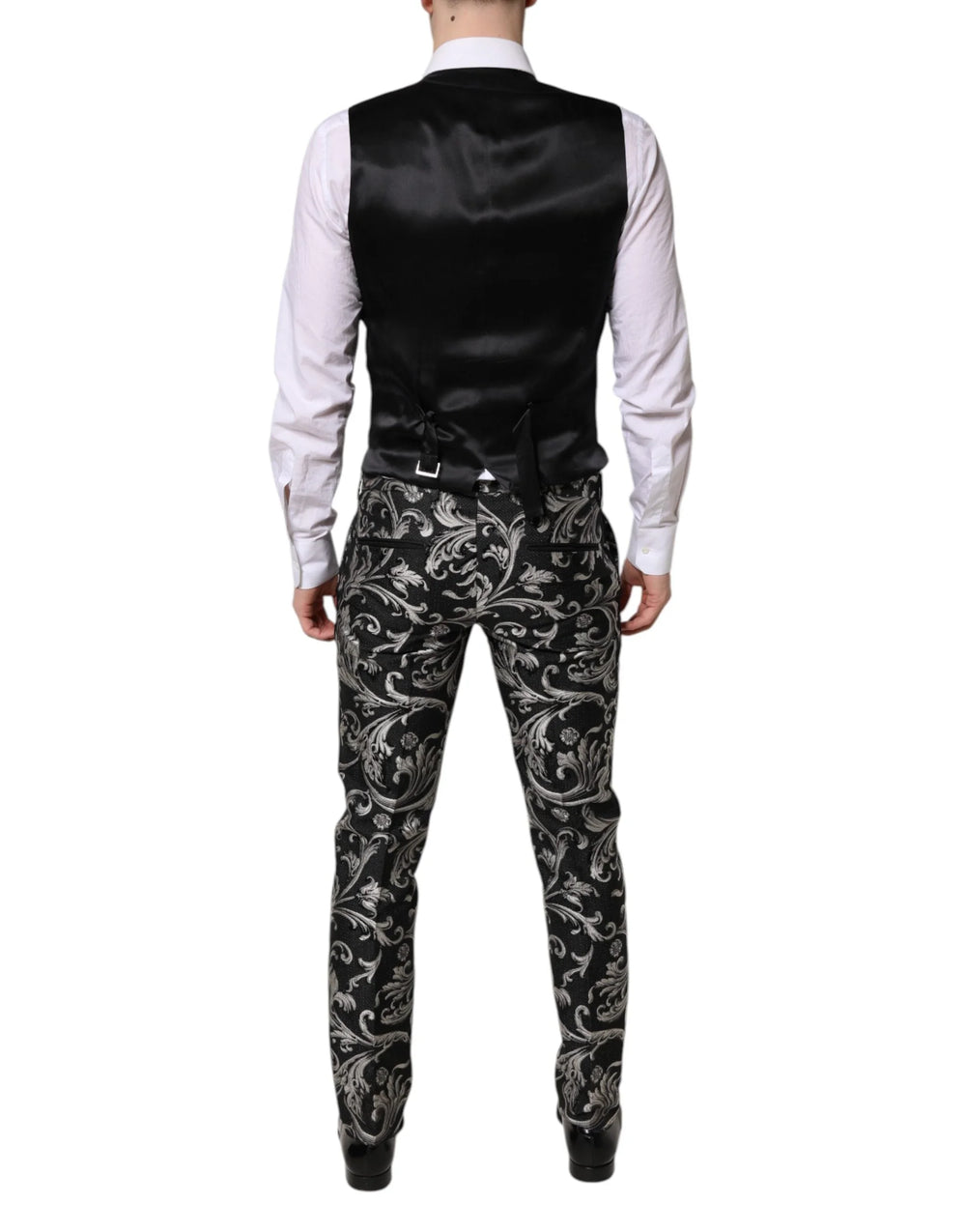 Dolce & Gabbana Black Gray MARTINI Jacquard Men 3 Piece Suit - IT48 | M - Tuxedos