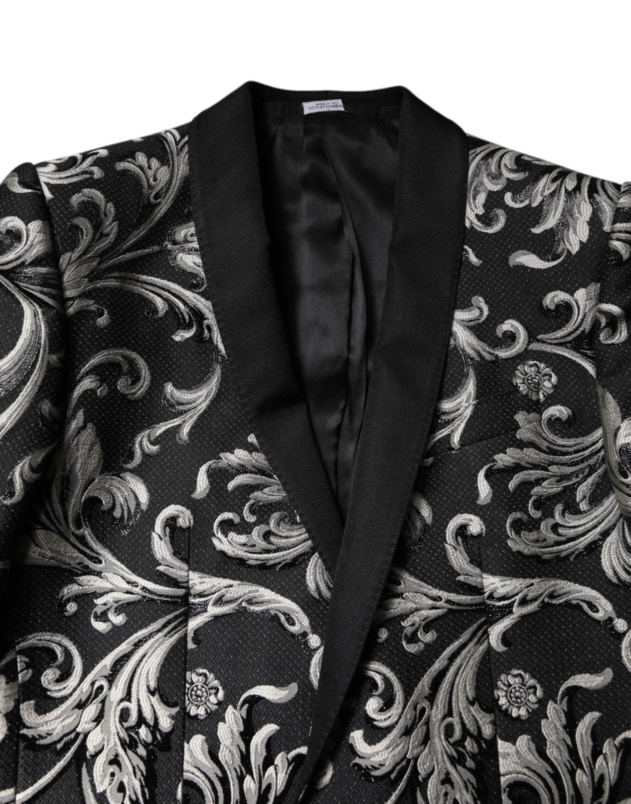 Dolce & Gabbana Black Gray MARTINI Jacquard Men 3 Piece Suit - IT48 | M - Tuxedos