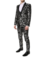 Dolce & Gabbana Black Gray MARTINI Jacquard Men 3 Piece Suit - IT48 | M - Tuxedos