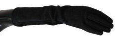 Dolce & Gabbana Black Gray Mid Arm Length Mittens Wool Gloves - 7.5|S - Gloves & Mittens