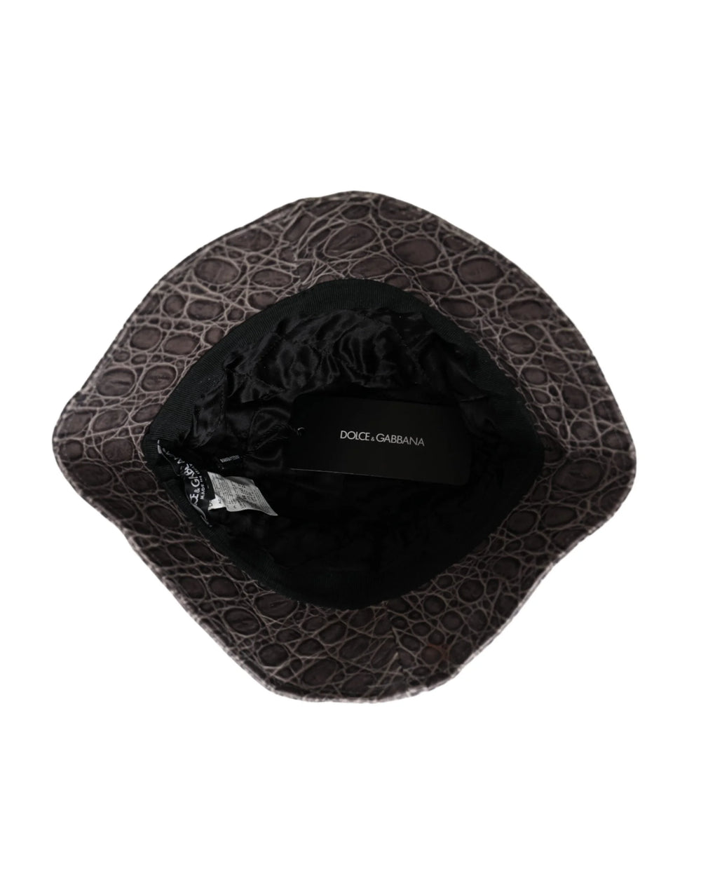 Dolce & Gabbana Black Gray Patterned Leather Bucket Hat - Bucket Hats