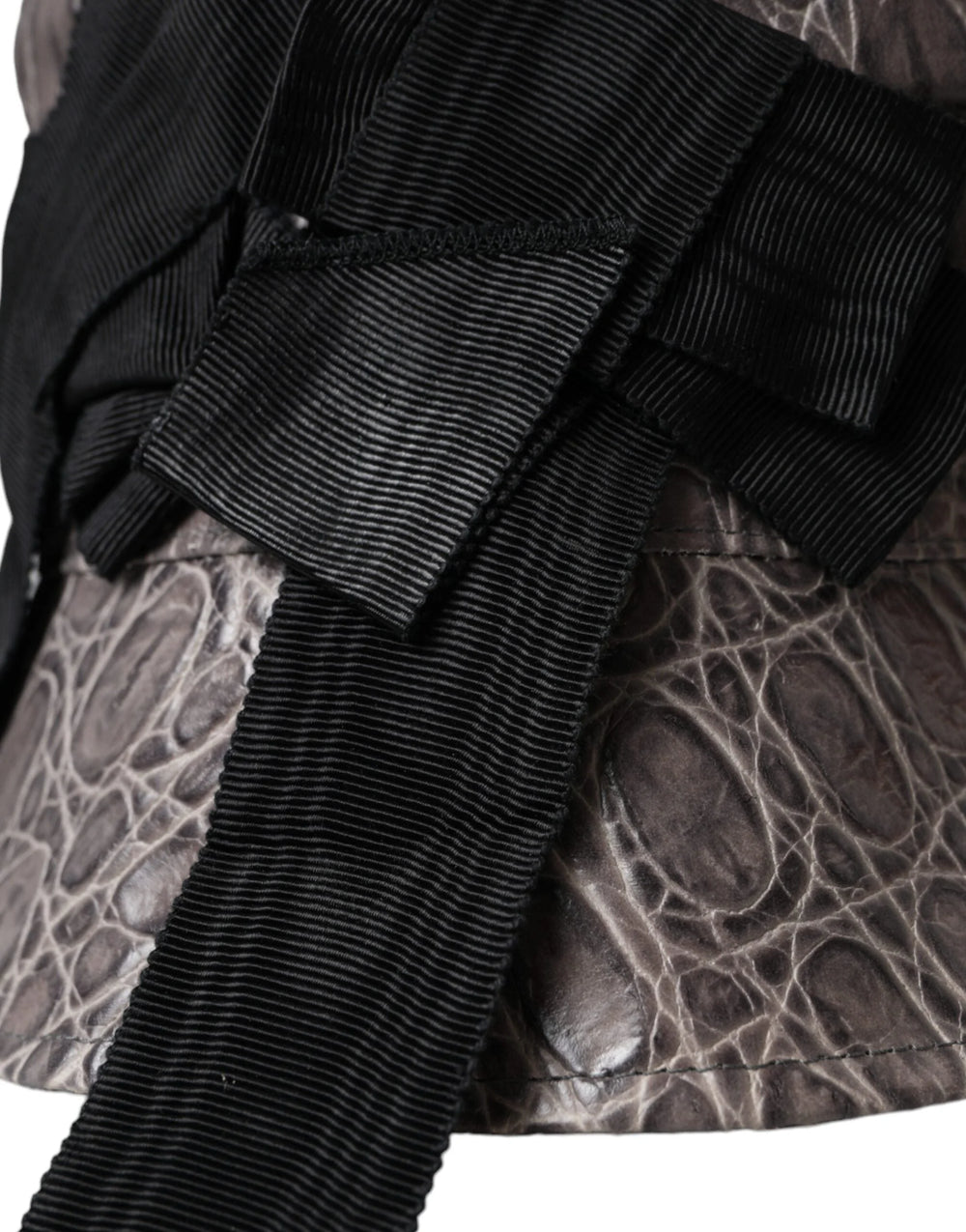 Dolce & Gabbana Black Gray Patterned Leather Bucket Hat - Bucket Hats