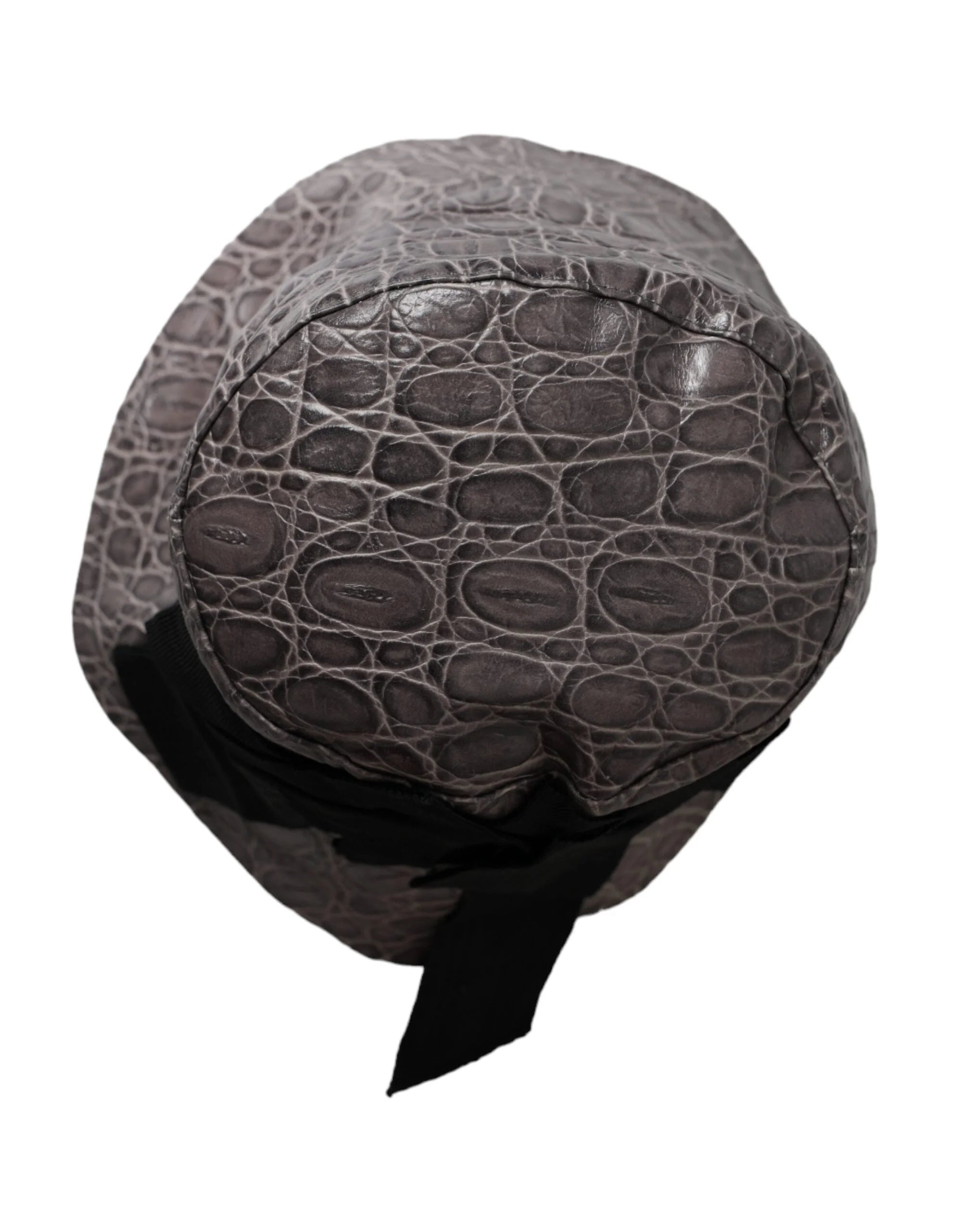 Dolce & Gabbana Black Gray Patterned Leather Bucket Hat - Bucket Hats