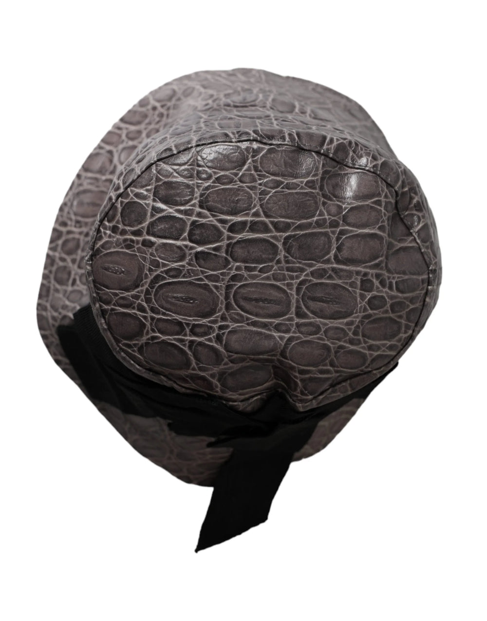 Dolce & Gabbana Black Gray Patterned Leather Bucket Hat - Bucket Hats