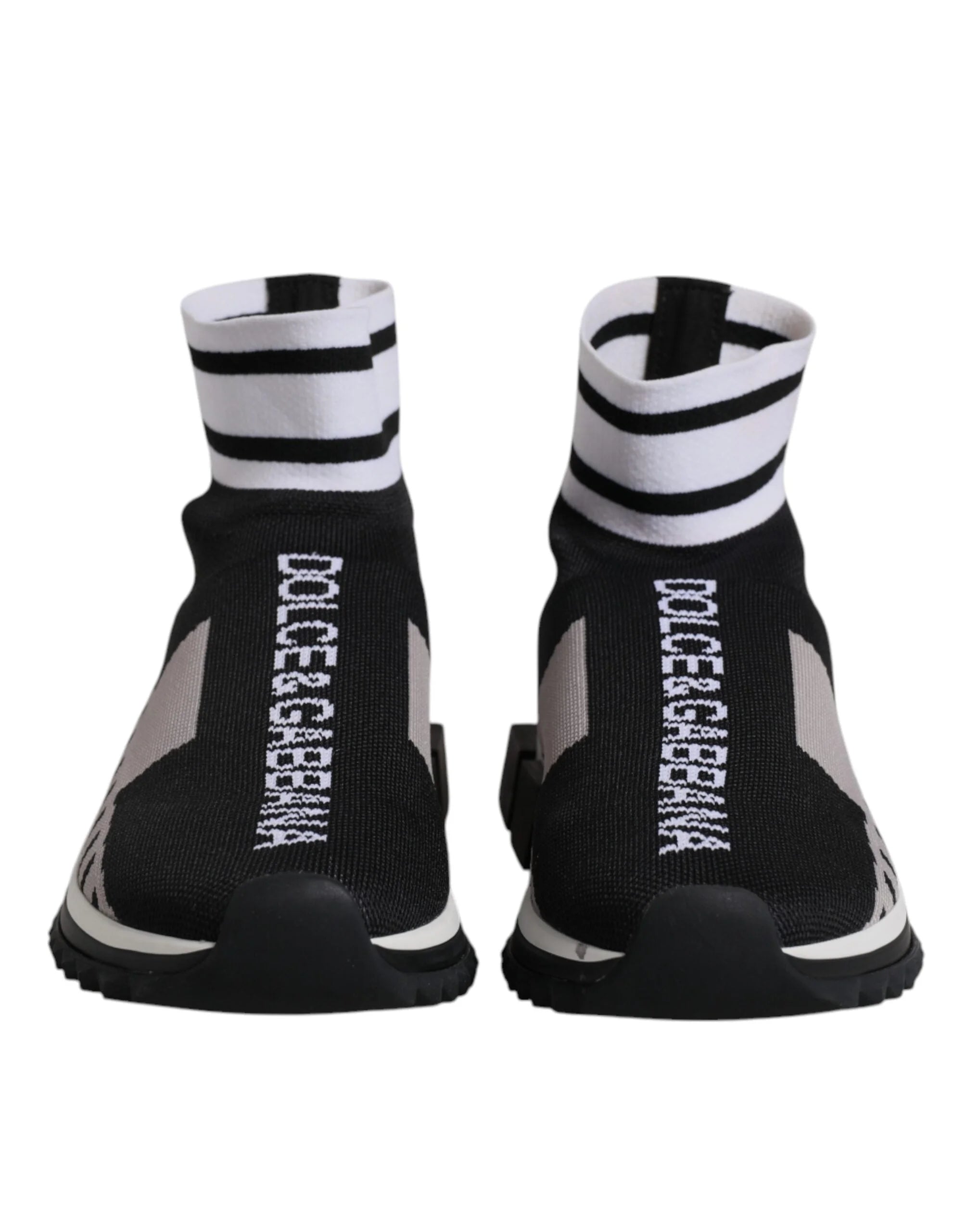 Dolce & Gabbana Sorrento slip-on sneakers i sort og grå teknisk jersey med markant logo-branding.