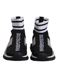 Dolce & Gabbana Sorrento slip-on sneakers i sort og grå teknisk jersey med markant logo-branding.