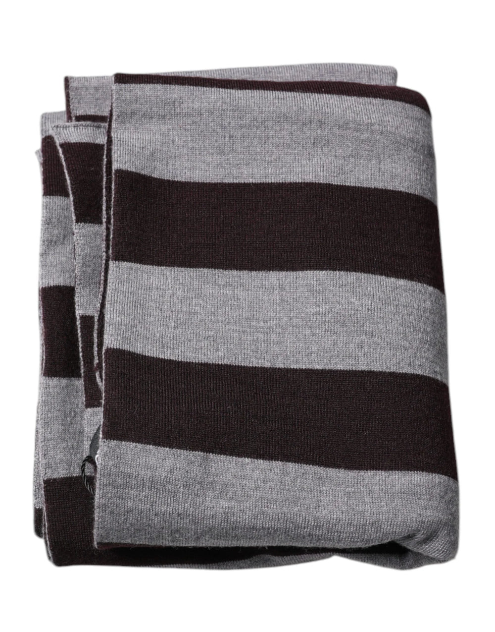 Dolce & Gabbana Black Gray Stripes Wool Neck Wrap Scarf - Scarves & Shawls