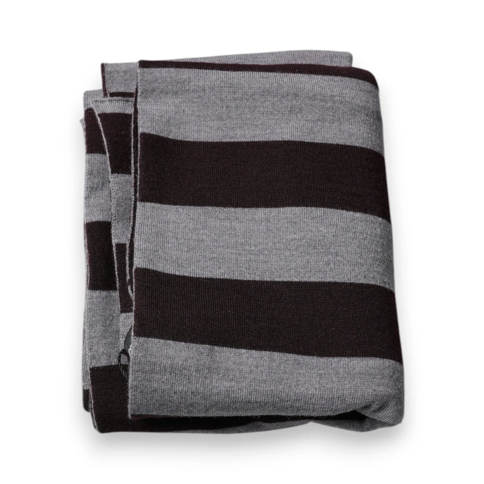 Dolce & Gabbana Black Gray Stripes Wool Neck Wrap Scarf - Scarves & Shawls