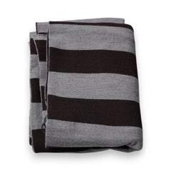 Dolce & Gabbana Black Gray Stripes Wool Neck Wrap Scarf - Scarves & Shawls