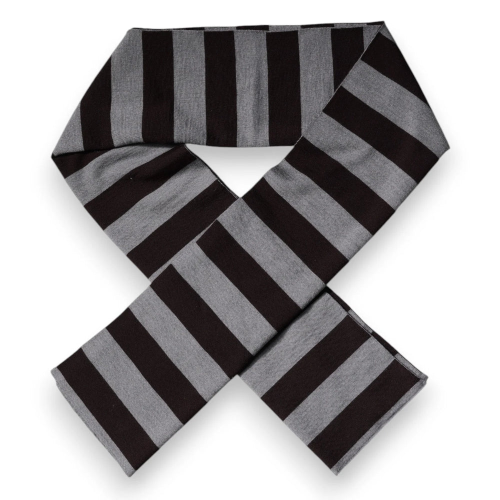 Dolce & Gabbana Black Gray Stripes Wool Neck Wrap Scarf - Scarves & Shawls