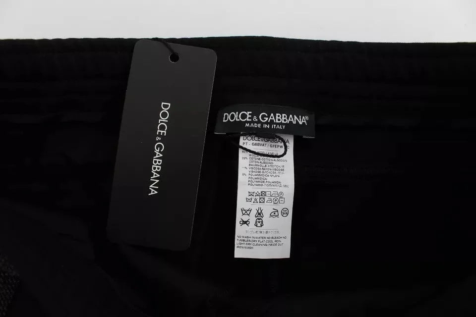 Dolce & Gabbana Black Gray Wool Casual Trousers Stripe Pants - IT54 | XL - Trousers