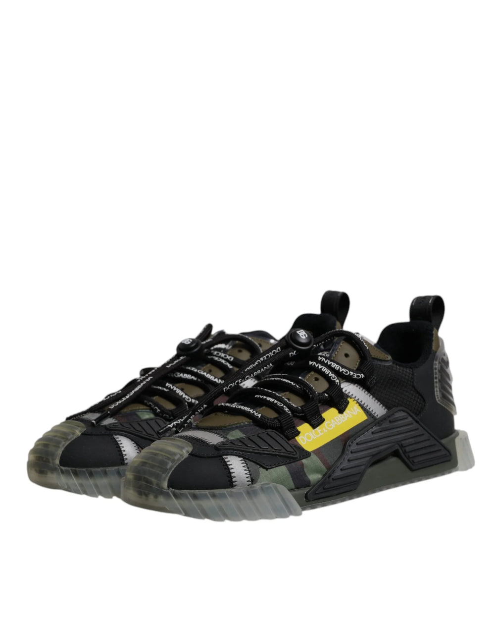 Dolce & Gabbana Black Green Camo NS1 Low Top Sneakers Shoes - Sneakers