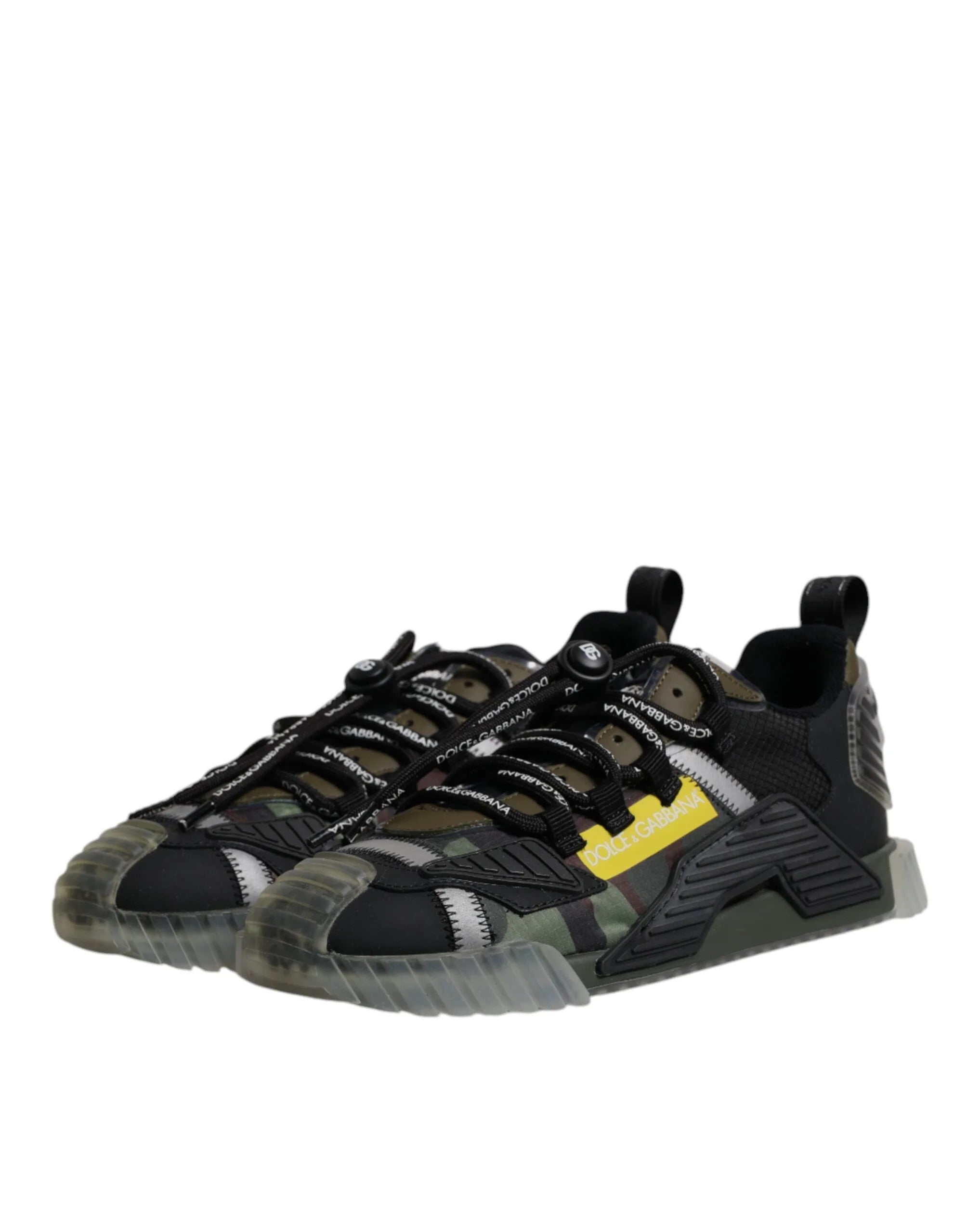 Dolce & Gabbana Black Green Camo NS1 Low Top Sneakers Shoes - EU44.5/US11.5