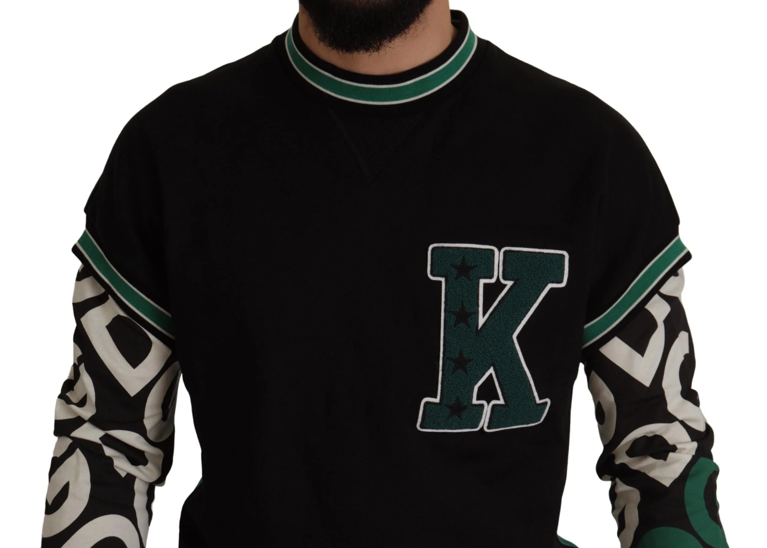 Dolce & Gabbana Black Green Cotton KING Star Crewneck Pullover Sweater - XS - Sweaters