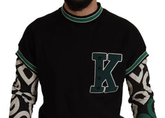 Dolce & Gabbana Black Green Cotton KING Star Crewneck Pullover Sweater - XS - Sweaters