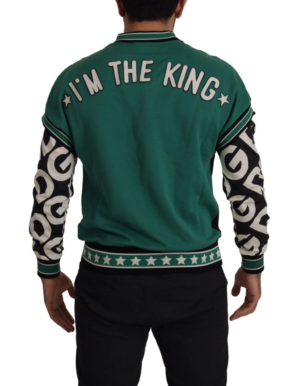Dolce & Gabbana Black Green Cotton KING Star Crewneck Pullover Sweater - XS - Sweaters