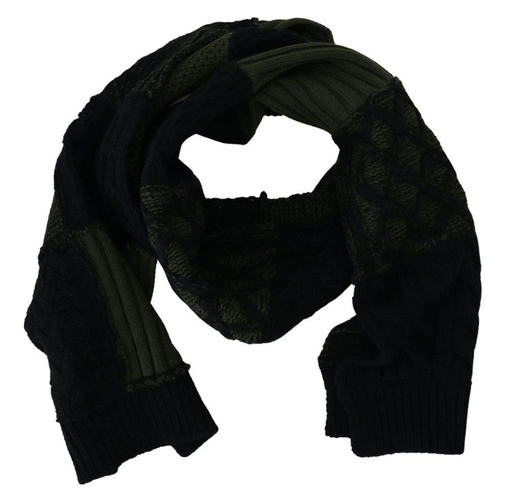 Dolce & Gabbana Black Green Knitted Men Neck Wrap Shawl Scarf - Scarves & Shawls