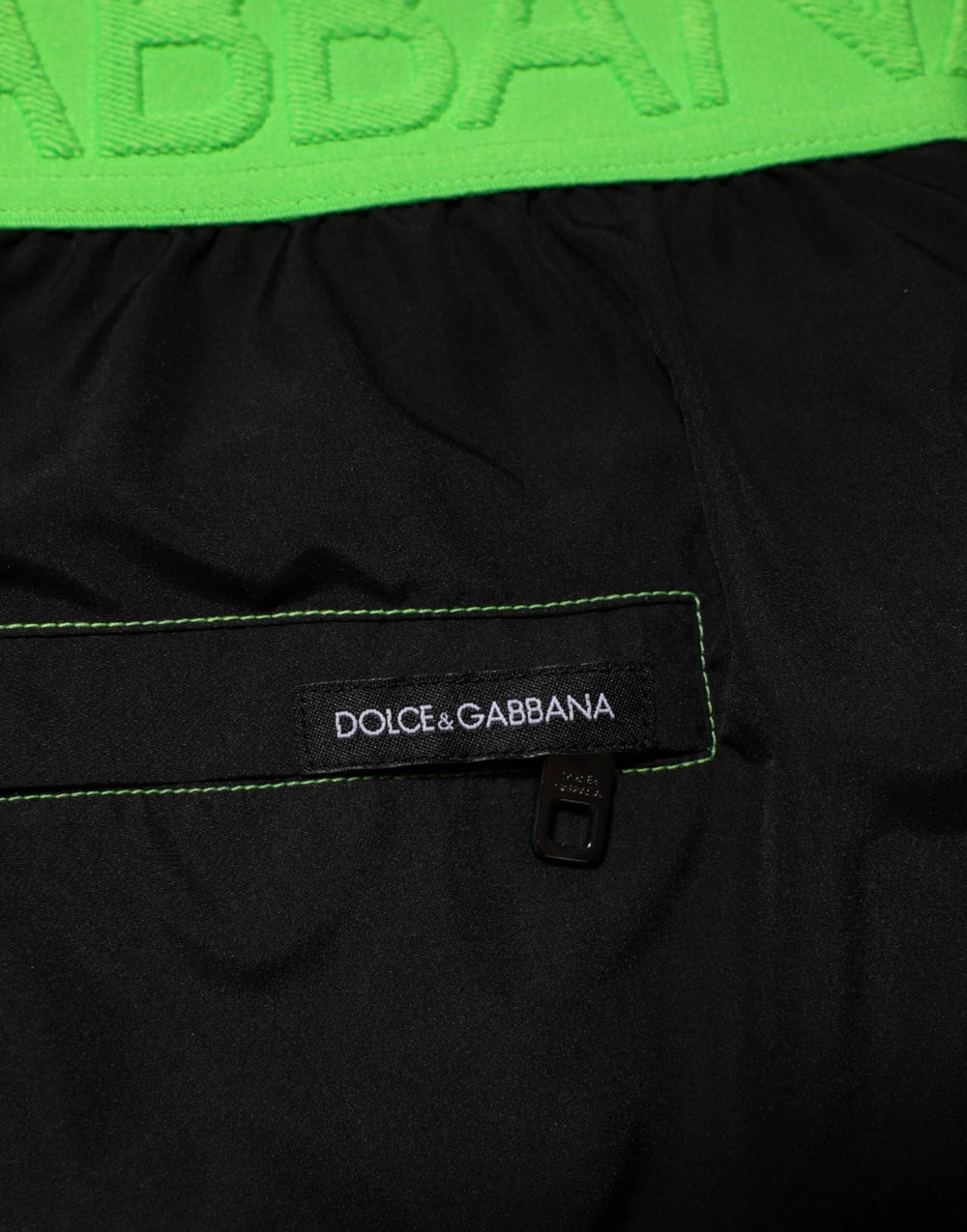 Dolce & Gabbana Black Green Logo Waistband Beachwear Short Swimwear - IT4 | S - Swim Boxers