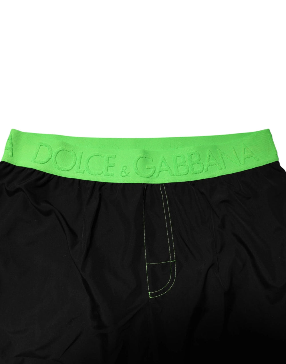 Dolce & Gabbana Black Green Logo Waistband Beachwear Short Swimwear - IT4 | S - Swim Boxers