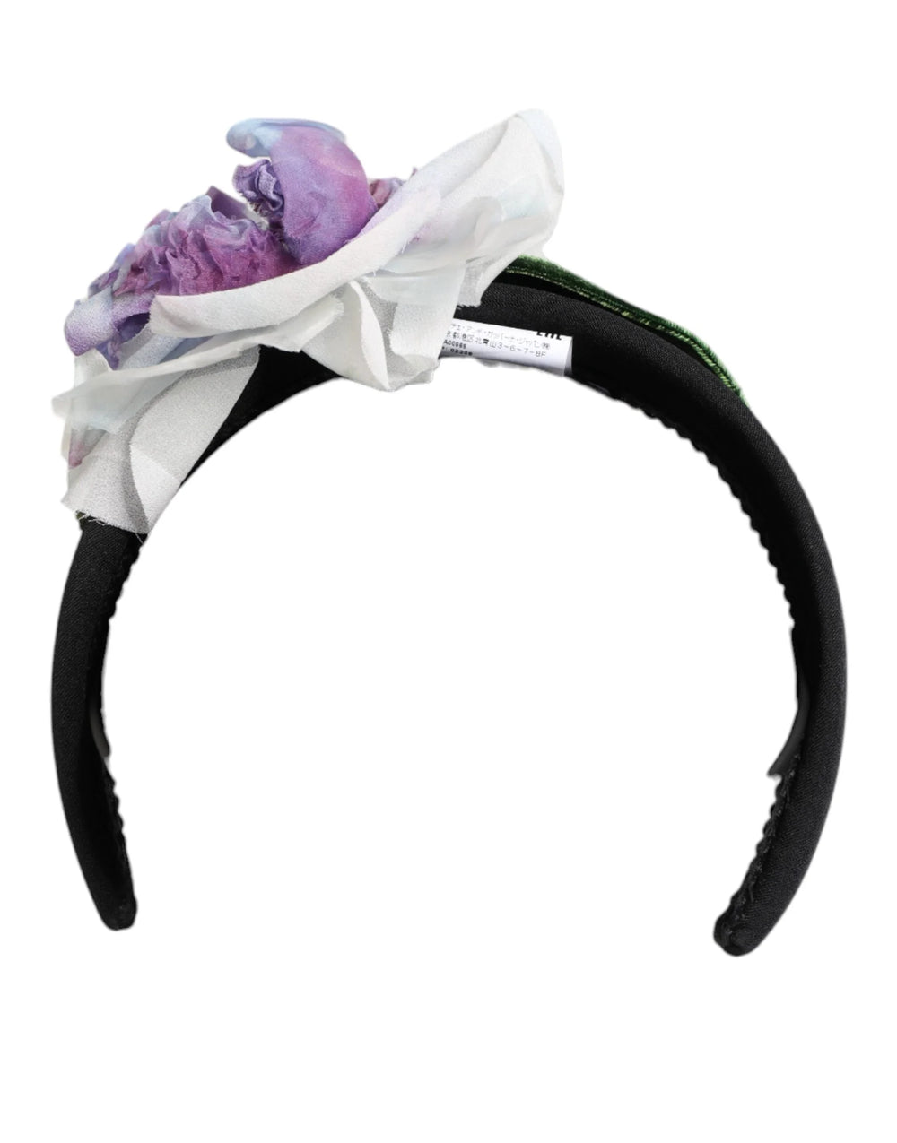 Dolce & Gabbana Black Green Silk Purple White Floral Appliqué Accessory Headband - Headbands