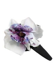 Dolce & Gabbana Black Green Silk Purple White Floral Appliqué Accessory Headband - Headbands