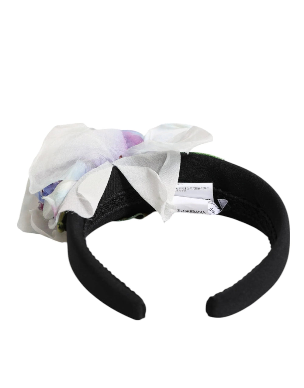 Dolce & Gabbana Black Green Silk Purple White Floral Appliqué Accessory Headband - Headbands