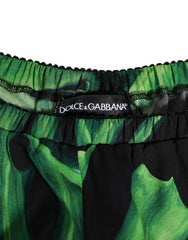 Dolce & Gabbana Black Green Tropical Print Lace Underwear - IT2 | S - Boyshorts