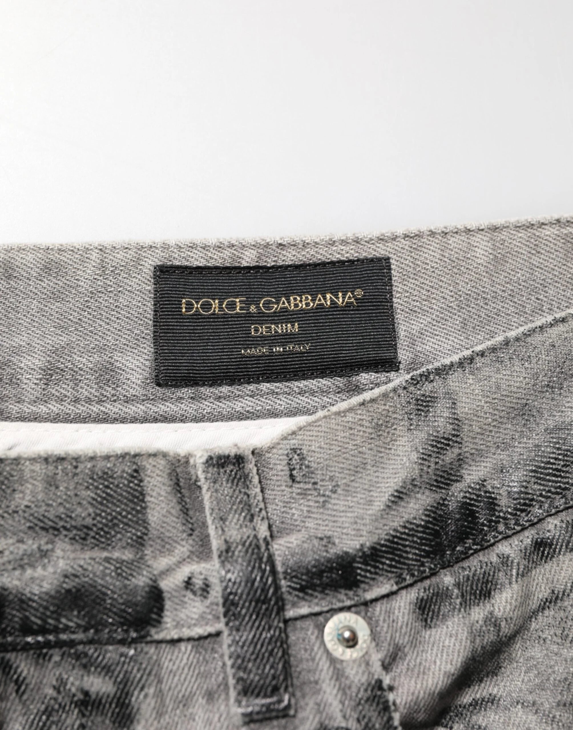 Dolce & Gabbana Black Grey Graphic Print Denim Pants Jeans - IT48 | M - Jeans