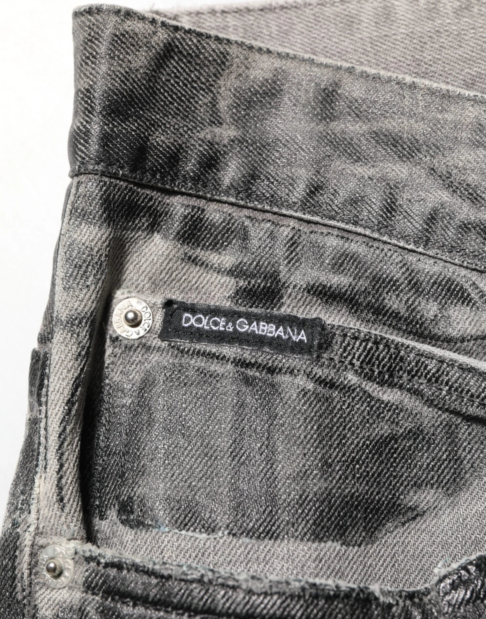 Dolce & Gabbana Black Grey Graphic Print Denim Pants Jeans - IT48 | M - Jeans