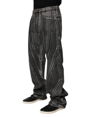 Dolce & Gabbana Black Grey Graphic Print Denim Pants Jeans - IT48 | M - Jeans