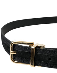 Dolce & Gabbana Black Gros Grain Gold Metal Buckle Belt Men - Belts