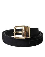 Dolce & Gabbana Black Gros Grain Gold Metal Buckle Belt Men - Belts